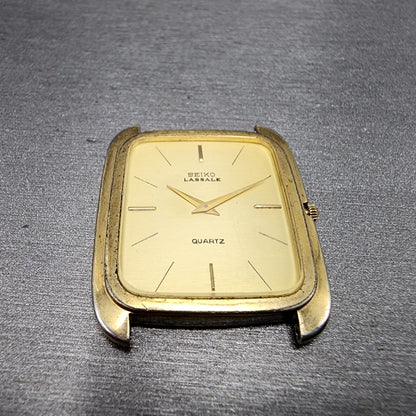 Seiko Lassale Tank Watch Women 27mm Gold Dial Gold Tone Rectangle New Battery