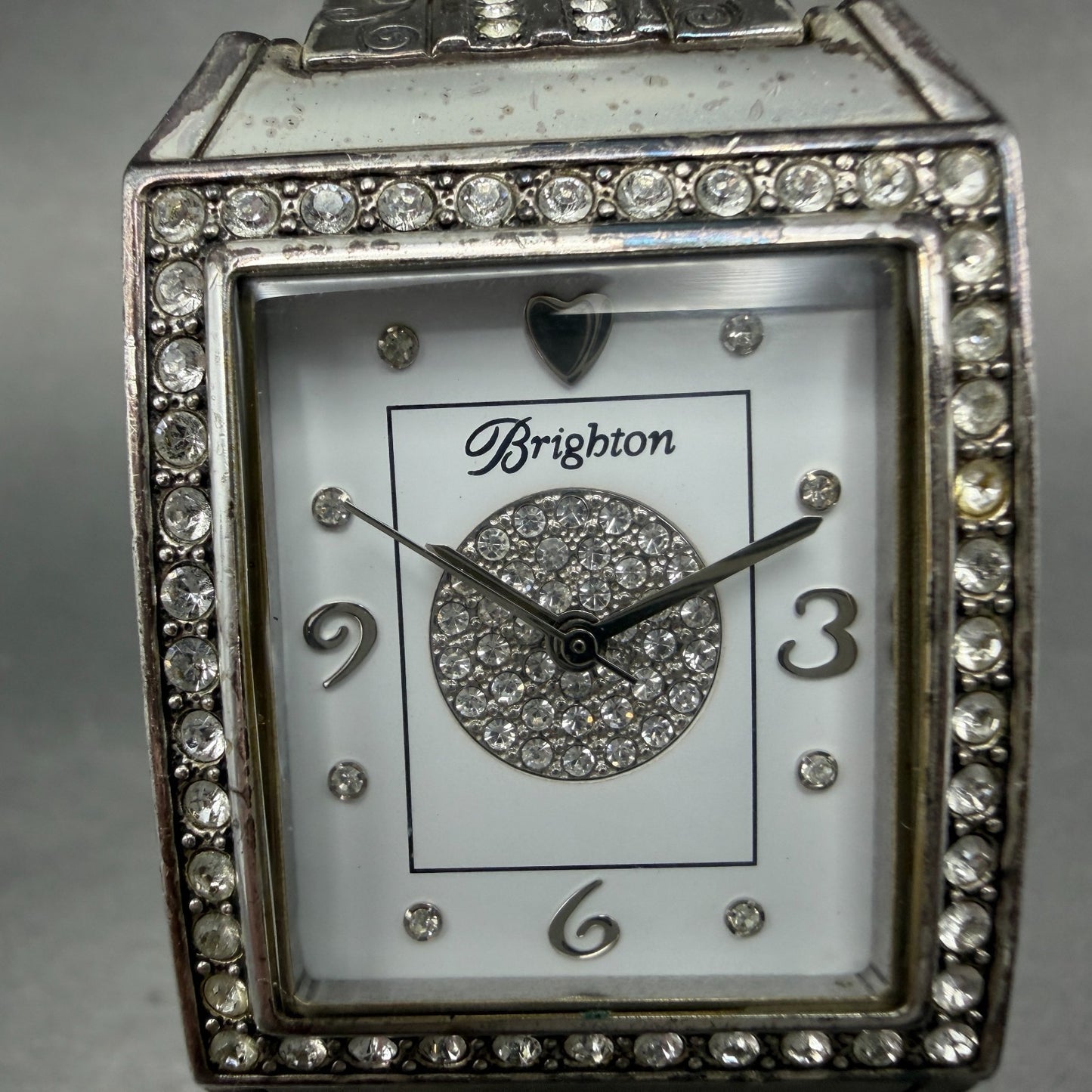 Brighton Diamond Bar Watch Women 29mm White Dial Silver Plated New Battery1