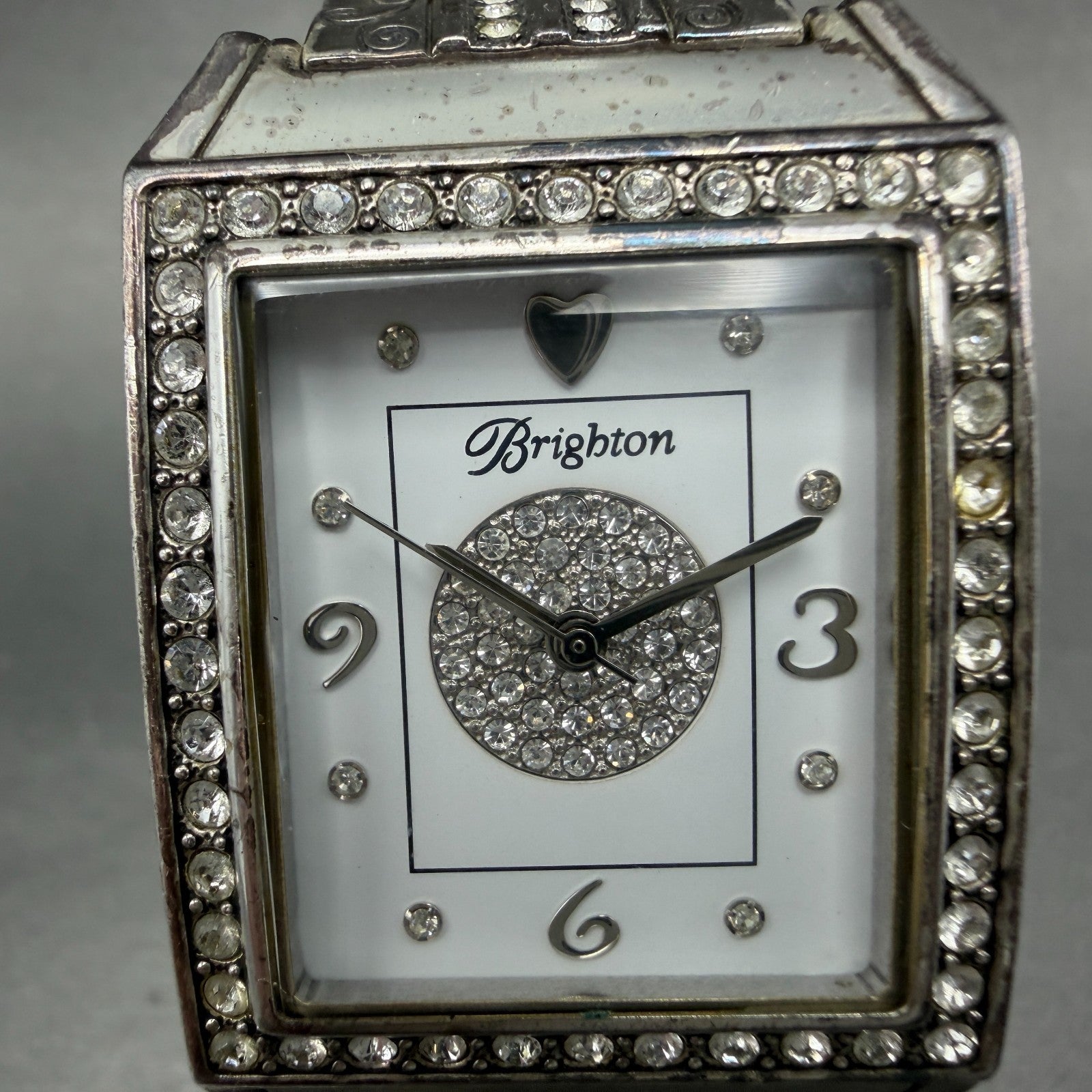 Brighton Diamond Bar Watch Women 29mm White Dial Silver Plated New Battery1