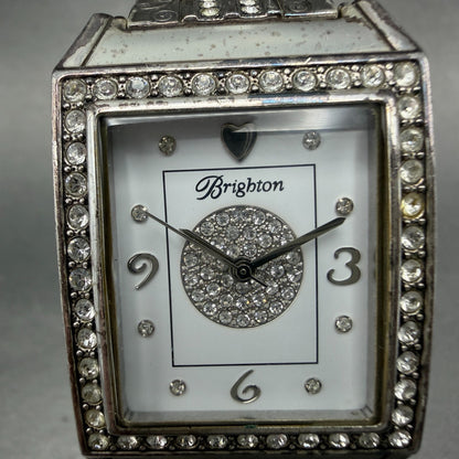 Brighton Diamond Bar Watch Women 29mm White Dial Silver Plated New Battery1