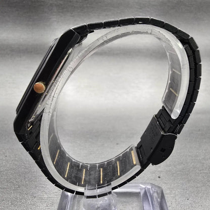 Seiko Watch Men 25mm Black Dial Black Tone Date Rectangle 2A32-5059 New Battery6