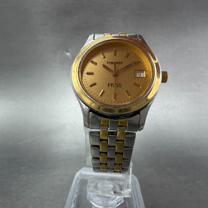 Tissot PR 50 Watch Women 27mm Gold Dial Two Tone Date J132/232K New Battery5