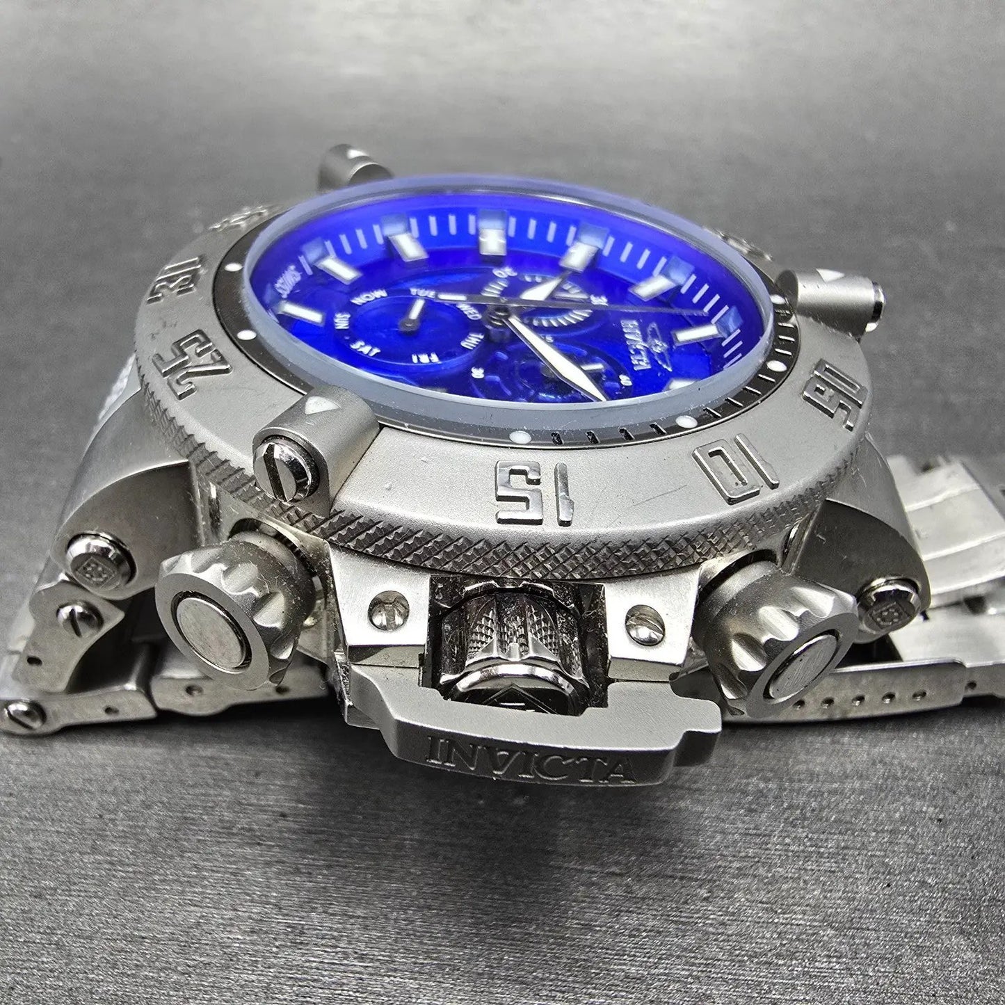 Invicta Sub Aqua Noma III Chronograph Watch Men 50mm Blue Dial Steel 6684 NewBat3