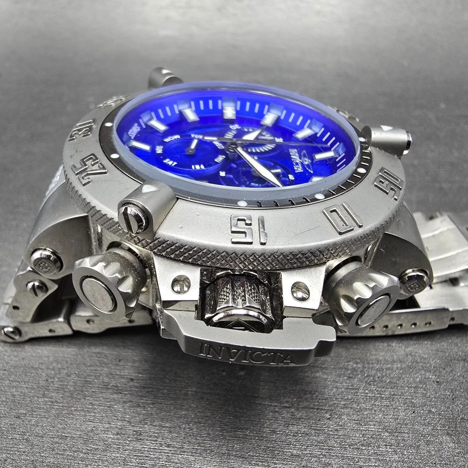 Invicta Sub Aqua Noma III Chronograph Watch Men 50mm Blue Dial Steel 6684 NewBat3