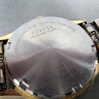 Seiko SQ Watch Men 33mm Champagne Dial Gold Tone Daydate 5h237b09 New Battery9
