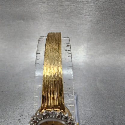 Elgin Watch Women 15mm Champagne Dial Gold Tone Oval Diamond bezel New Battery4