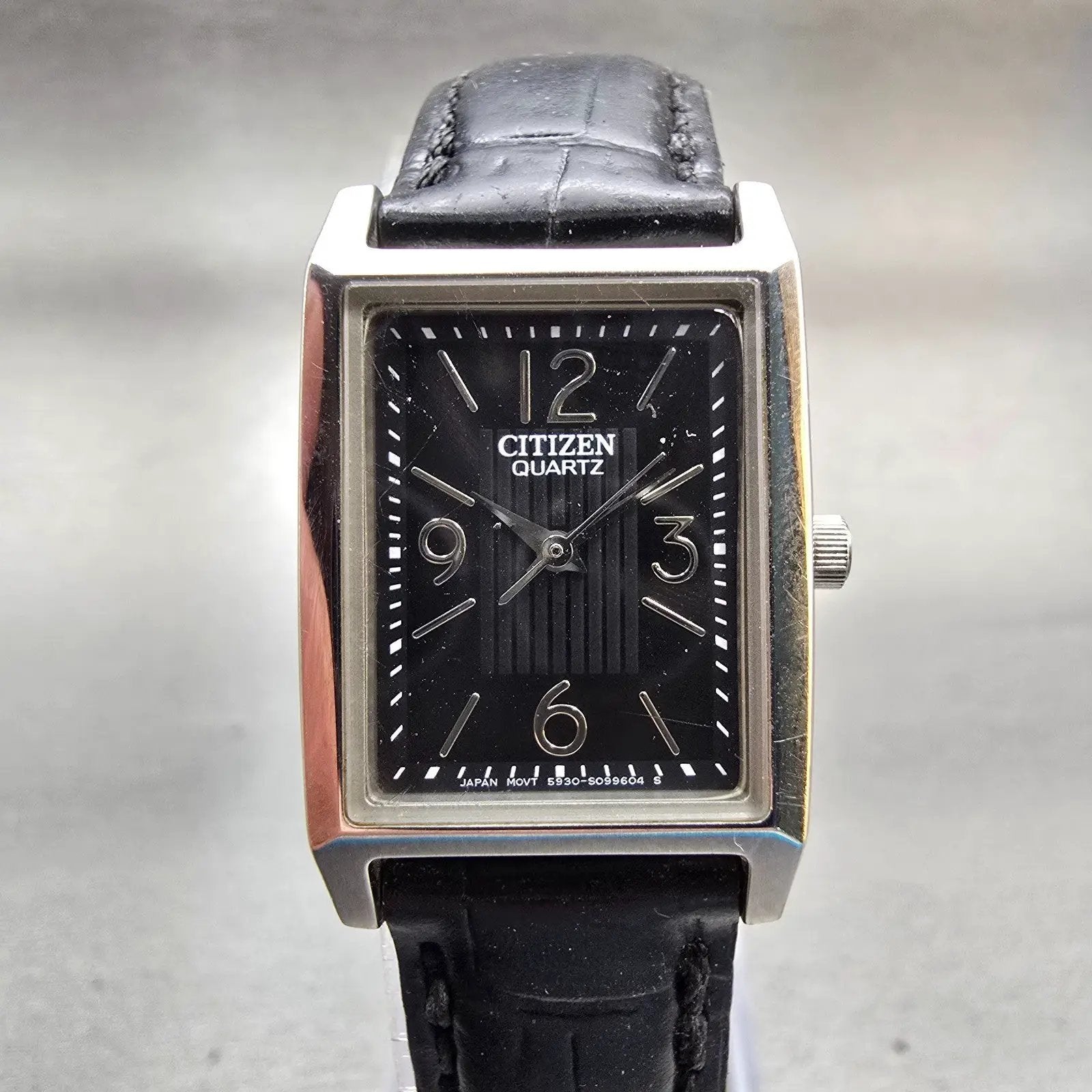 Citizen Watch Women 20mm Black Dial Silver Tone Rectangle 5930-S066859 New Batt0