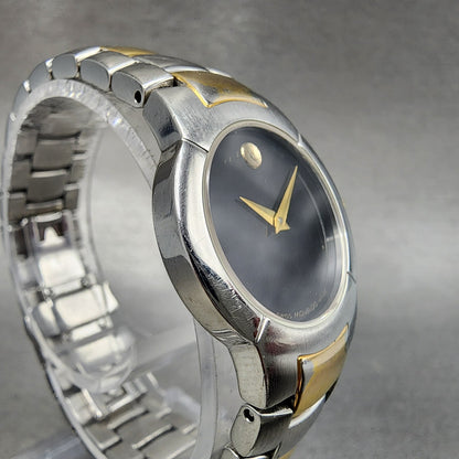 Movado Amorosa Watch Women 25mm Black Dial Two Tone Round 81.A1.1842 New Battery3