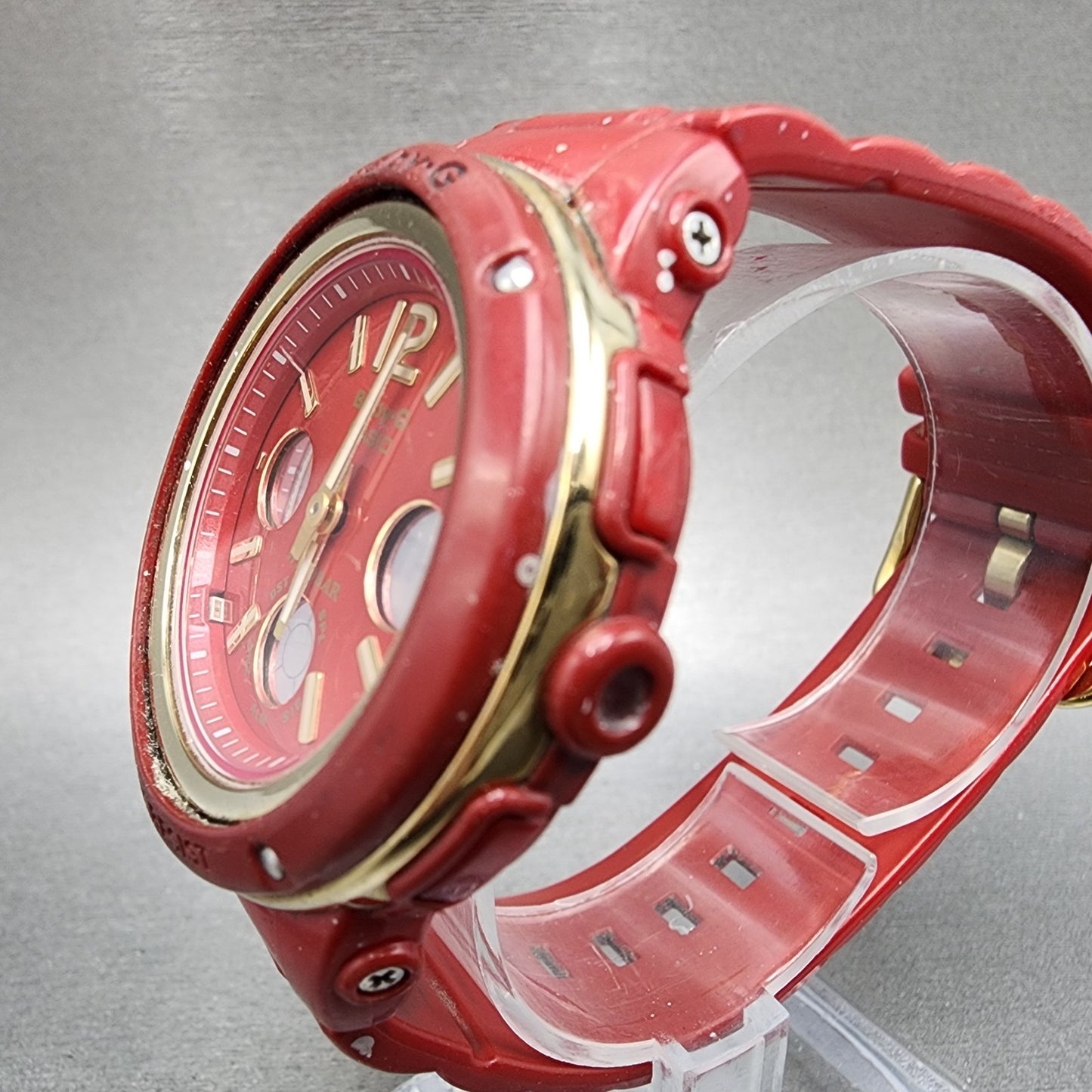 Casio BabyG Watch Women 43mm Analog Digital Red Tone Alarm Chrono New Batt2