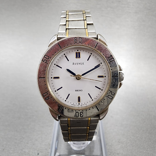 Seiko Avenue Watch Women 28mm White Dial Two Tone 1f21-0d10 New Battery