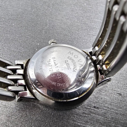Movado Esperanza Watch Women 23mm Black Dial Two Tone Round 84 A1 1821 New Batt9