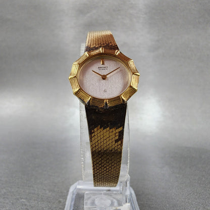 Seiko Watch Women 20mm White Dial Gold Tone Round 167120 New Battery5