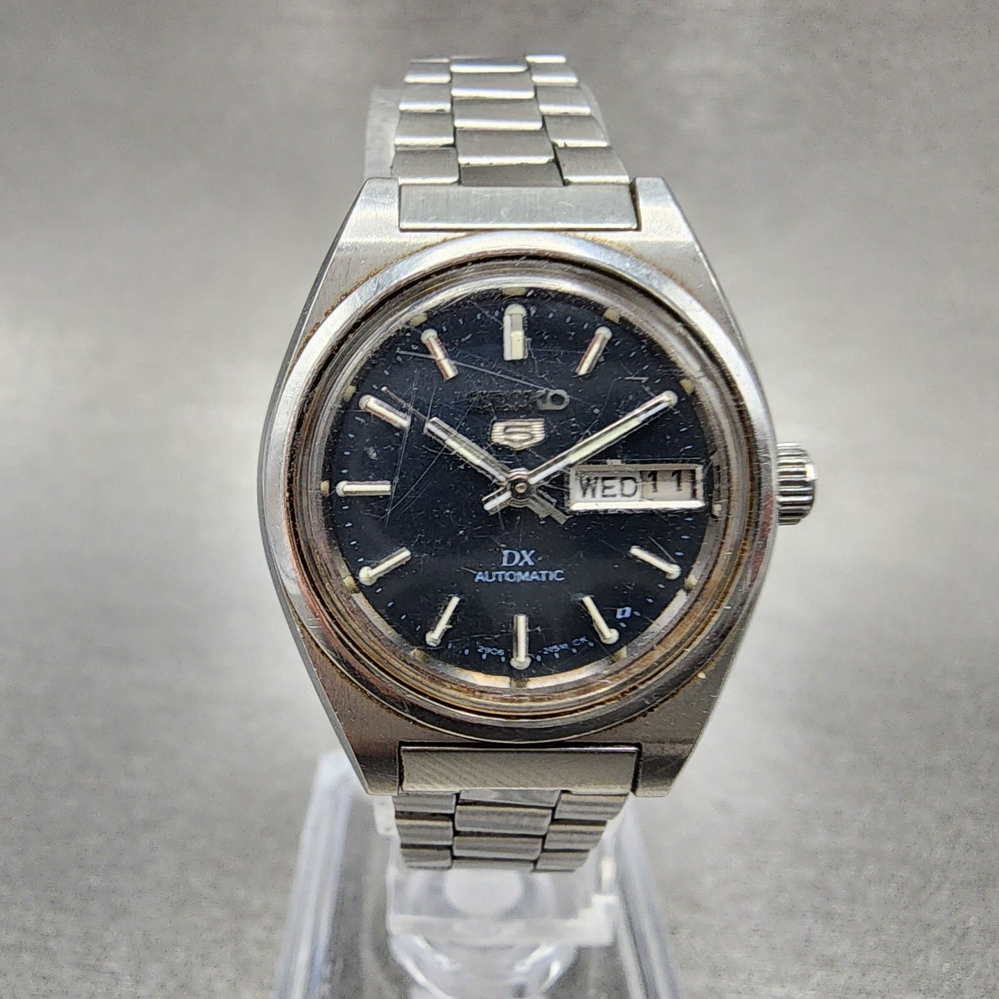 Seiko 5 Automatic Watch Women 24mm Black Dial Steel Daydate 29060341 PARTS0