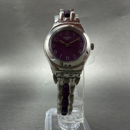 Swatch irony Plummy Purple Watch Women 25mm Purple Dial Steel New Batt YSS275G5