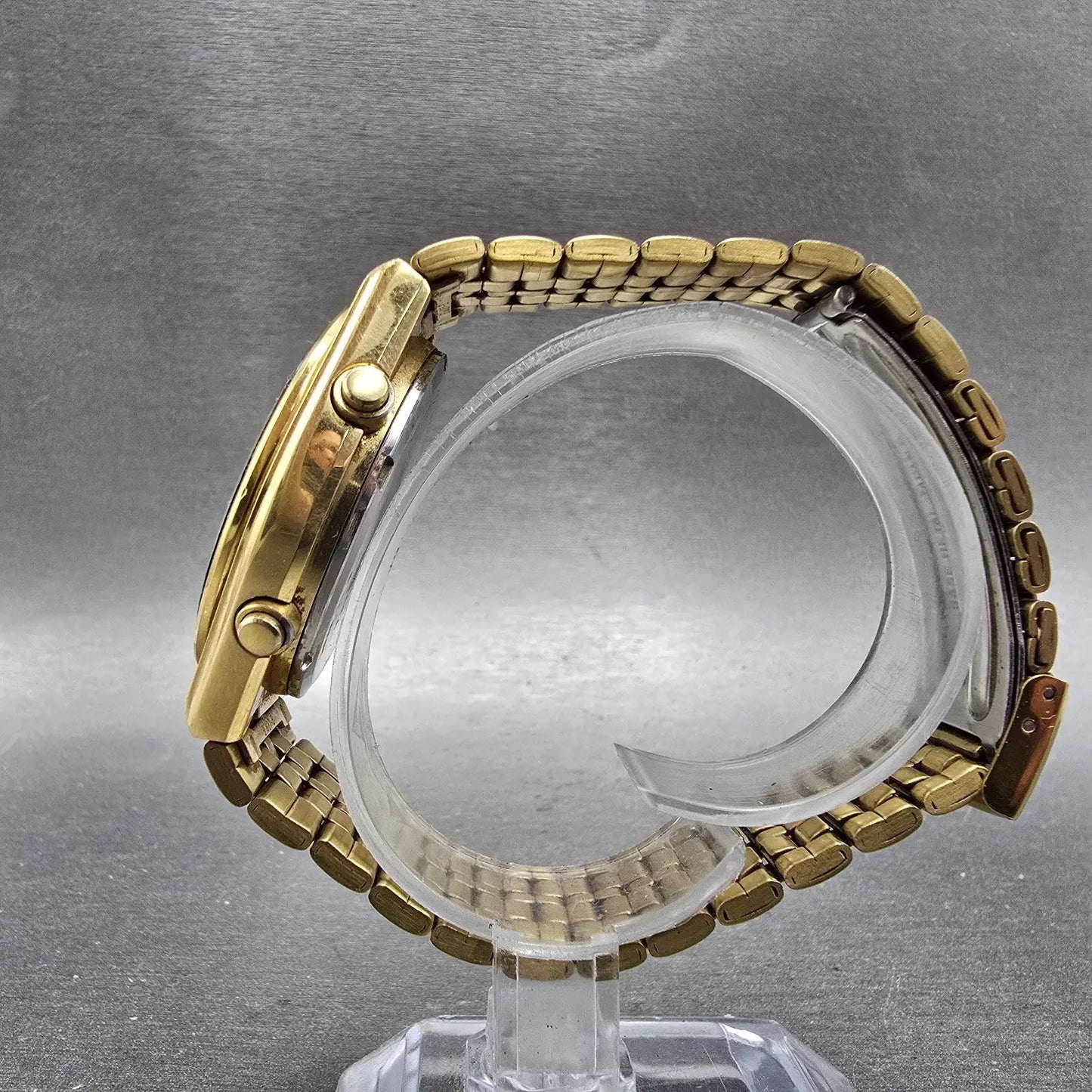 Seiko Chronograph Watch Men 38mm Cream Dial Gold Tone Daydate READ!! New Battery6