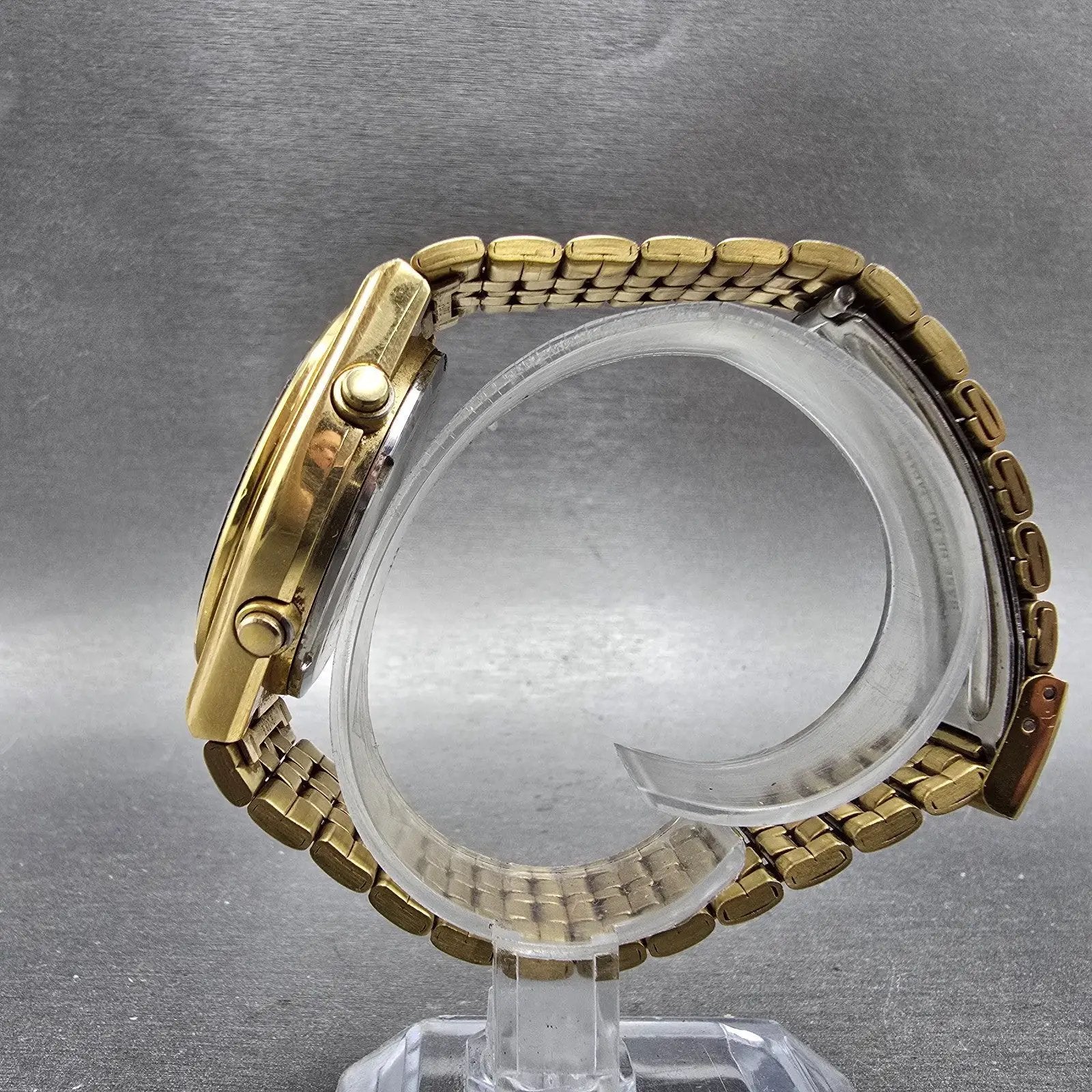 Seiko Chronograph Watch Men 38mm Cream Dial Gold Tone Daydate READ!! New Battery6