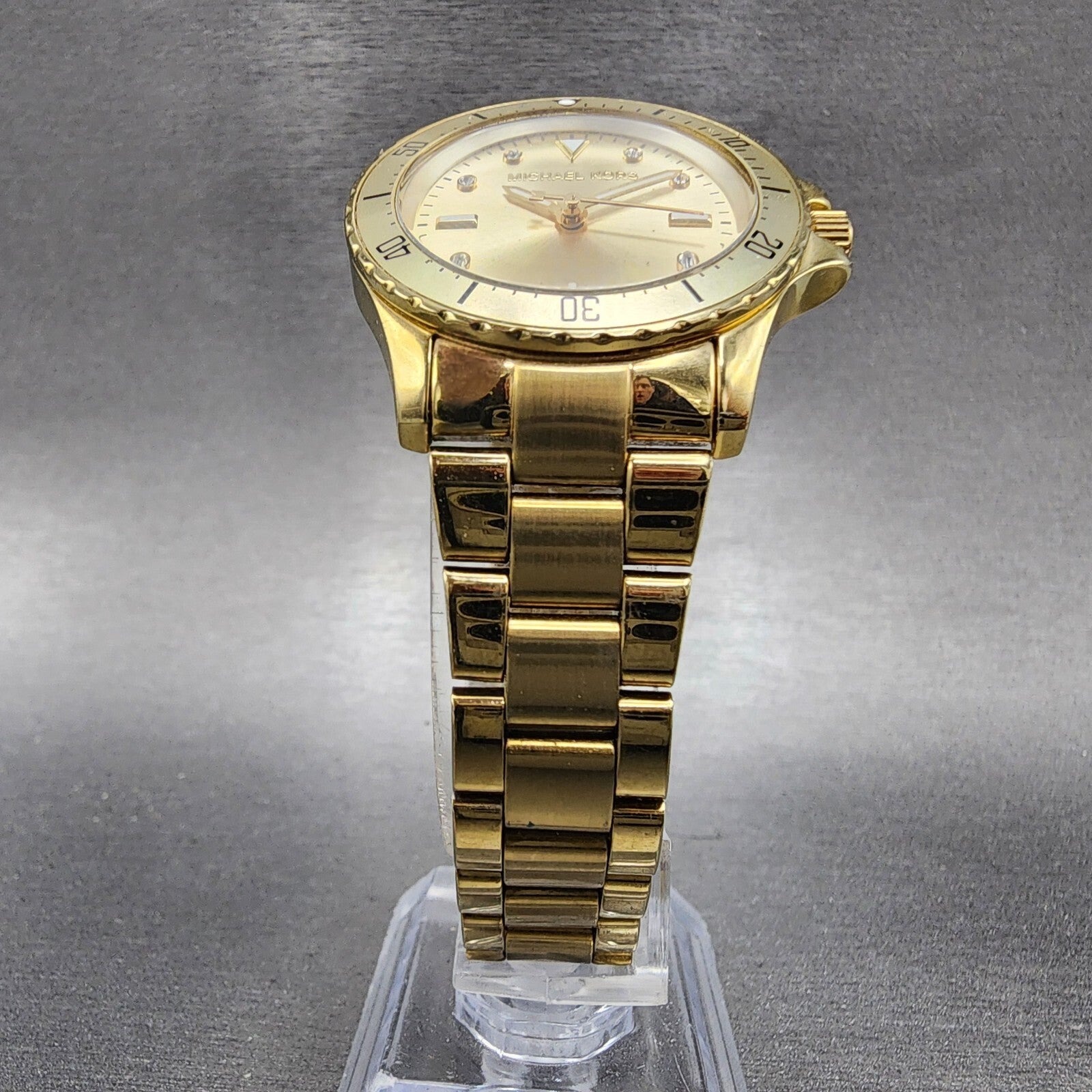 Michael Kors Tatum Watch Women 33mm Gold Dial Gold Tone Round MK6120 New Batt5