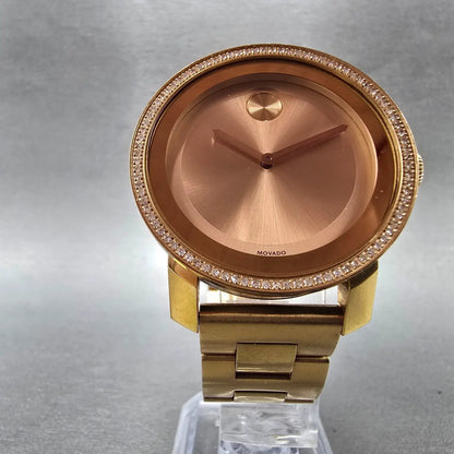 Movado Bold Watch Women 36mm Pink Dial Rose Gold Tone Round 3600151 New Battery5