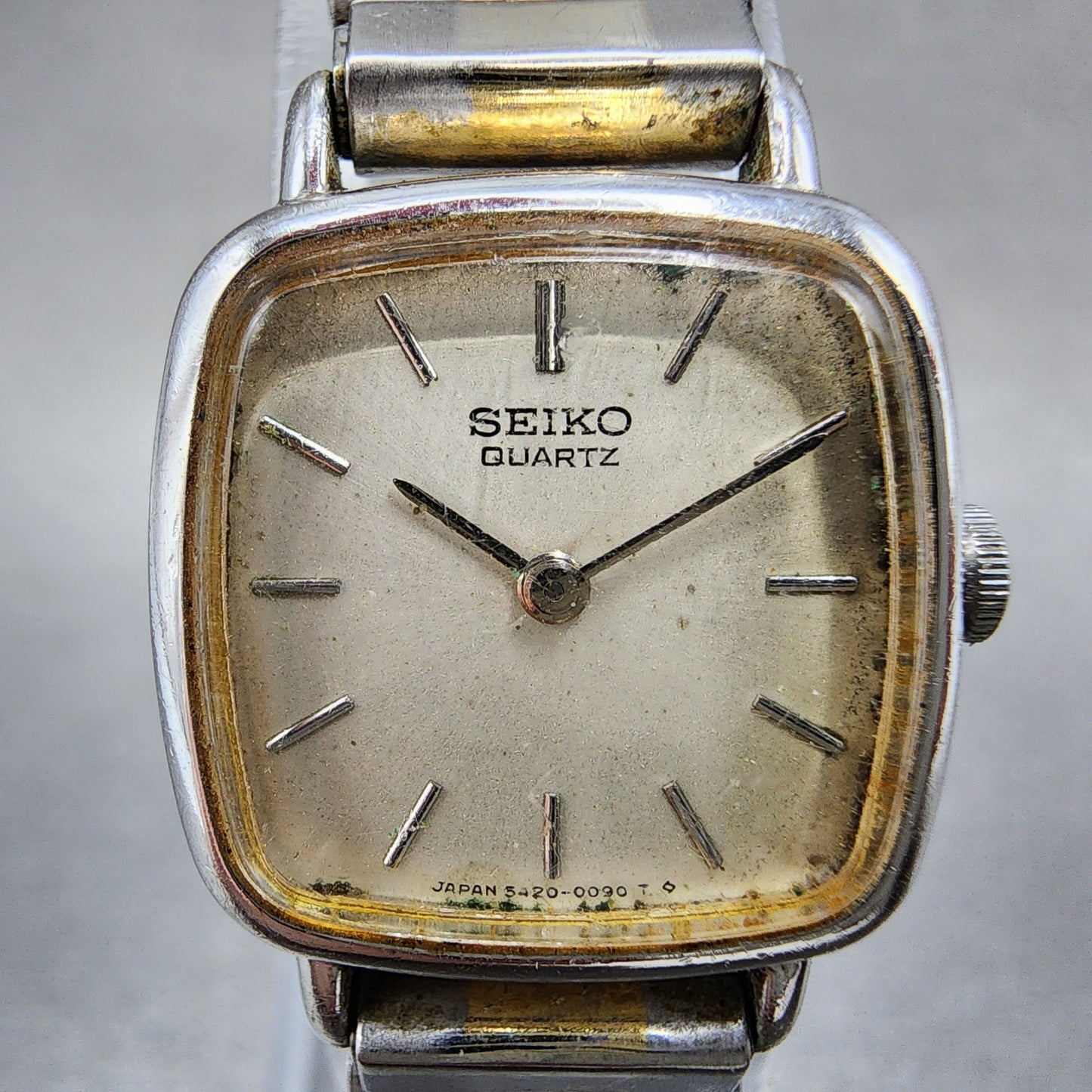 Seiko Watch Women 19mm Silver Dial Silver Tone Square 54205029 New Battery1