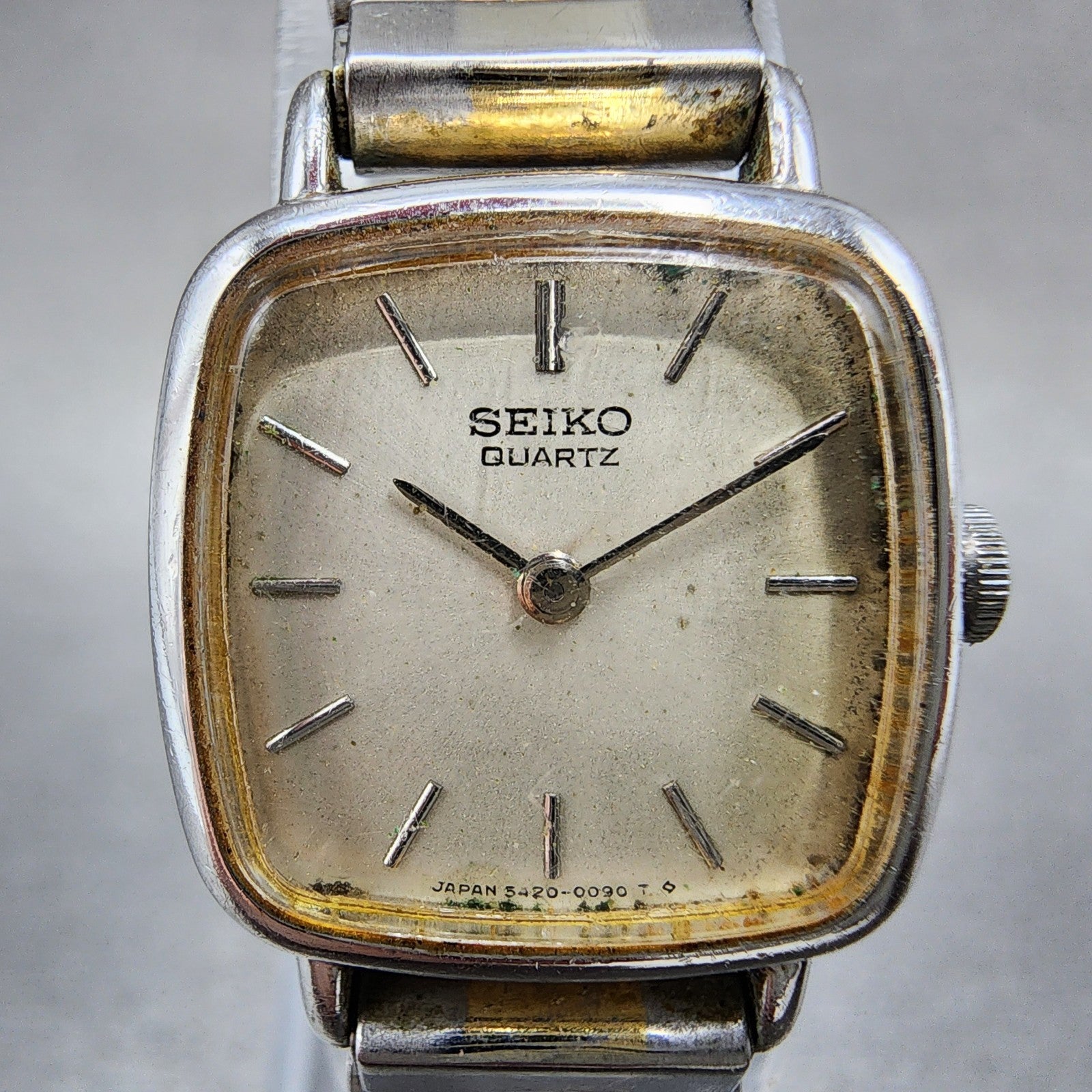 Seiko Watch Women 19mm Silver Dial Silver Tone Square 54205029 New Battery1