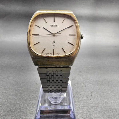 Seiko Watch Men 32mm Champagne Dial Gold Tone Rectangle 7830-5020 New Battery5