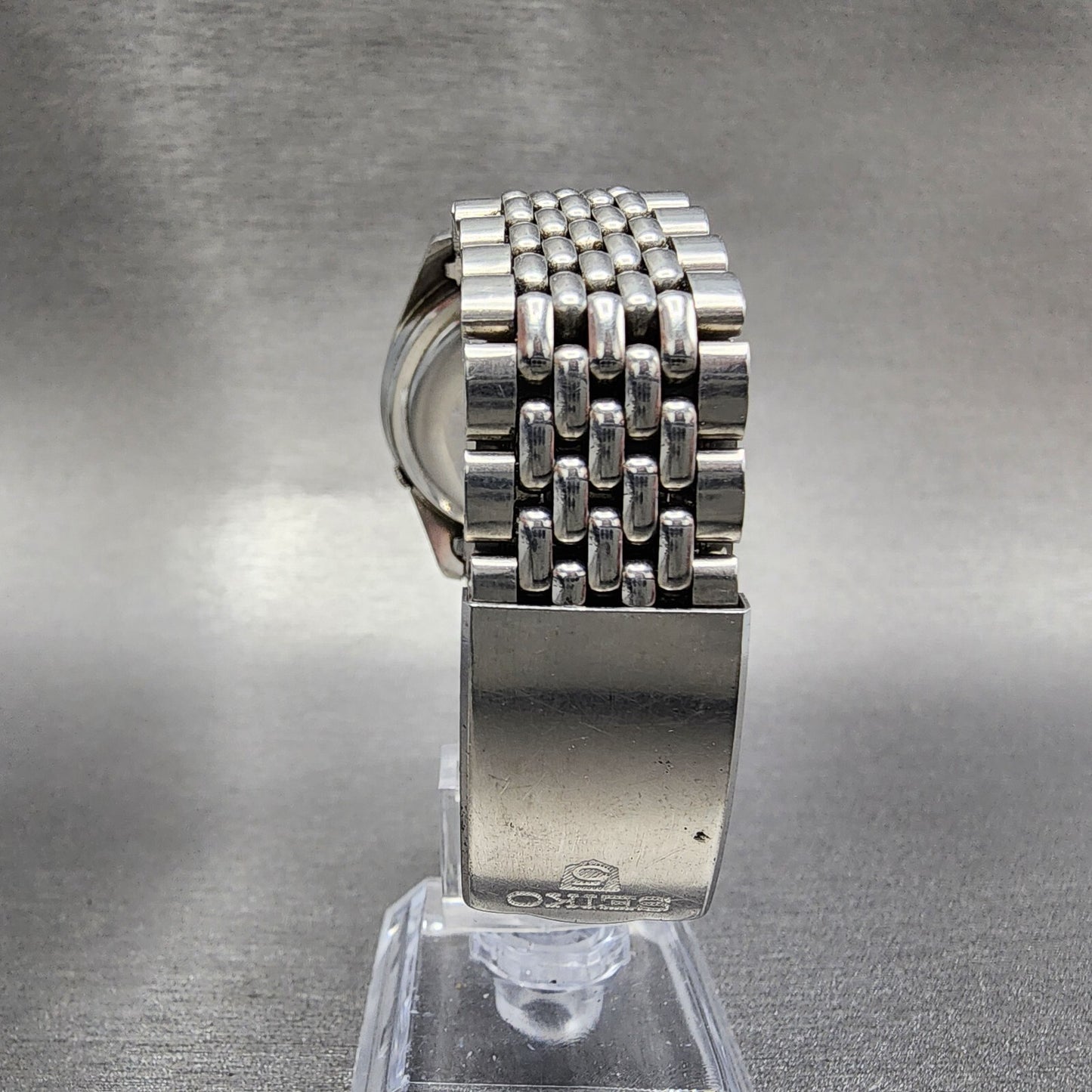 Seiko 5 Sportsmatic Watch Men 36mm Silver Dial Steel Daydate Automatic Runs7