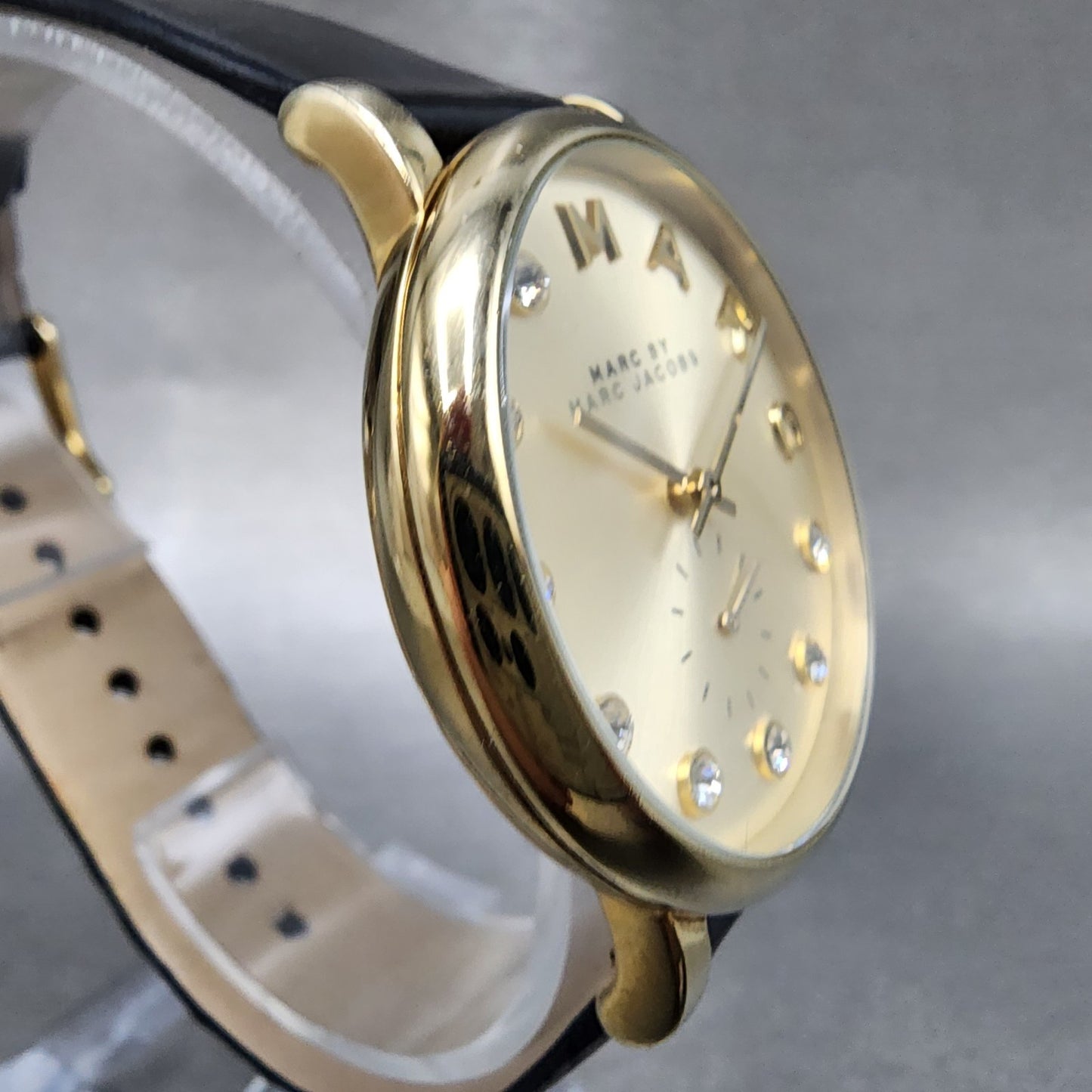 Marc By Marc Jacobs Baker Watch Women 36mm Gold Dial Gold Tone Round New Battery4
