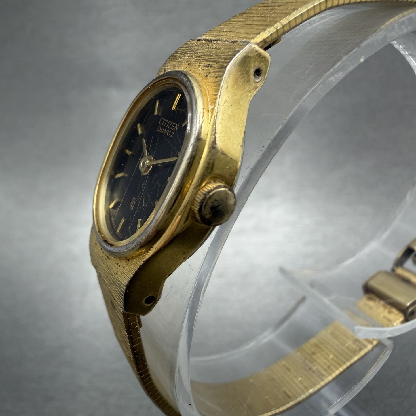Citizen CQ Watch Women 16mm Black Dial Gold Tone 5920S49615 New Battery VTG2