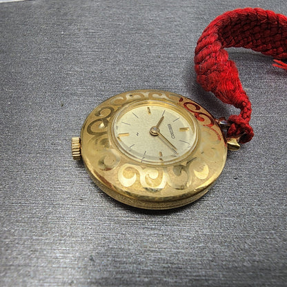 Seiko Pendent Watch Women 26mm Champagne Dial Gold Tone Round Manual Wind Runs3