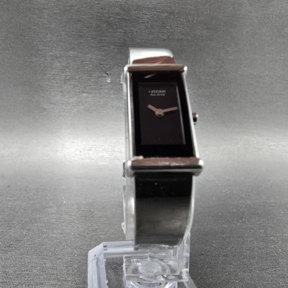 Citizen Eco-Drive Tank Watch Women 14mm Black Dial Silver Tone G620-S033730 Runs5