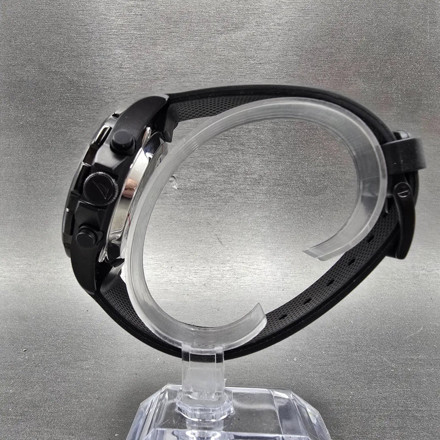 Nautica Dive Watch Men 44mm Black Analog Digital Alarm Chronograph New Battery6