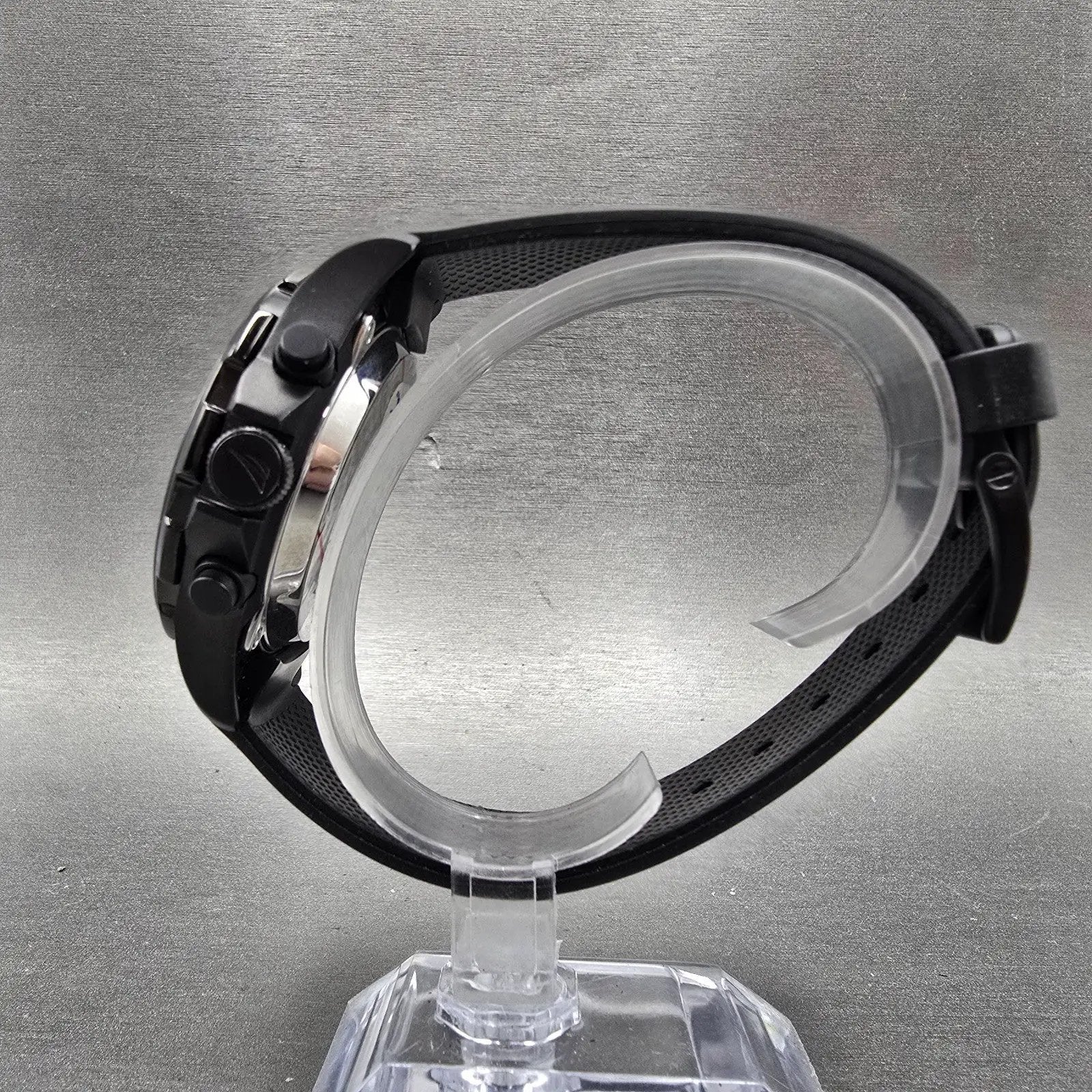 Nautica Dive Watch Men 44mm Black Analog Digital Alarm Chronograph New Battery6