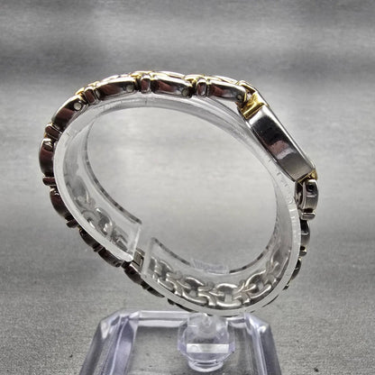 Bulova Watch Women 20mm Silver Dial Two Tone Diamond Round 98P15 New Battery P8