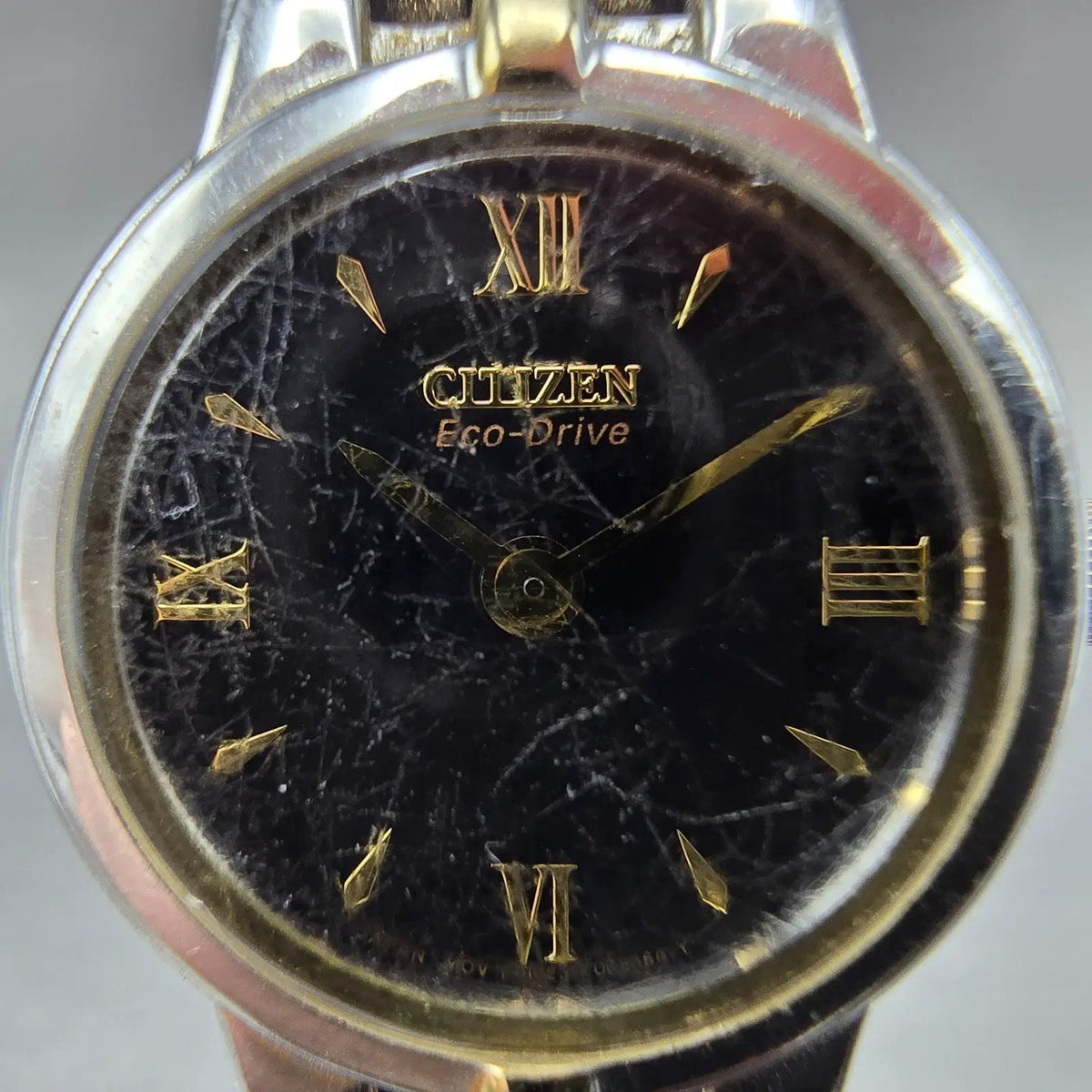 Citizen Eco-Drive Watch Women 21mm Black Dial Two Tone Round B023-S056501 Runs L1