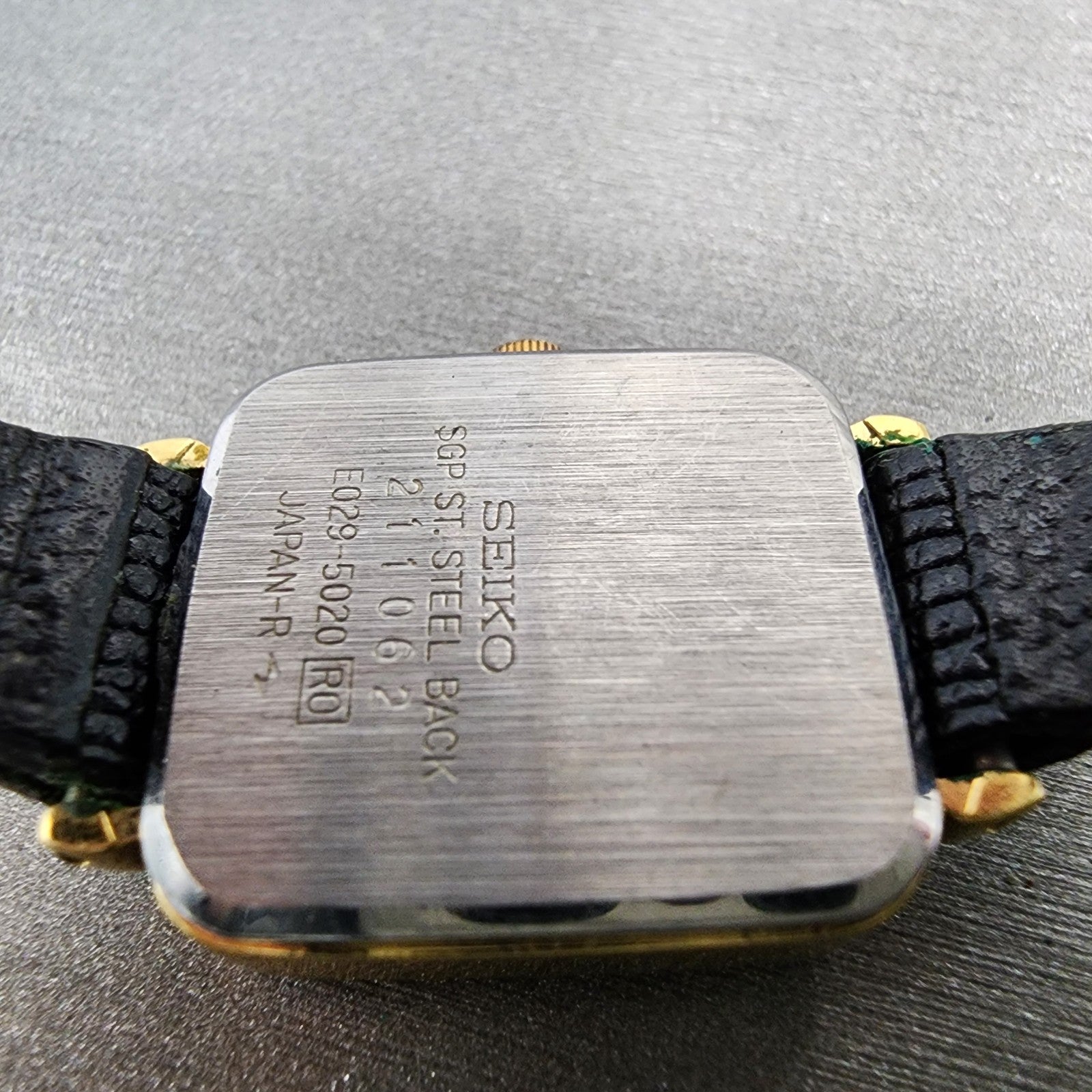 Seiko Watch Women 21mm Analog Digital Gold Tone Rectangle Champagne Dial New Bat9