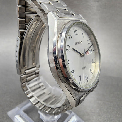 Seiko Spirit Watch Men 35mm White Dial Silver Tone Daydate 7n437000 New Battery3
