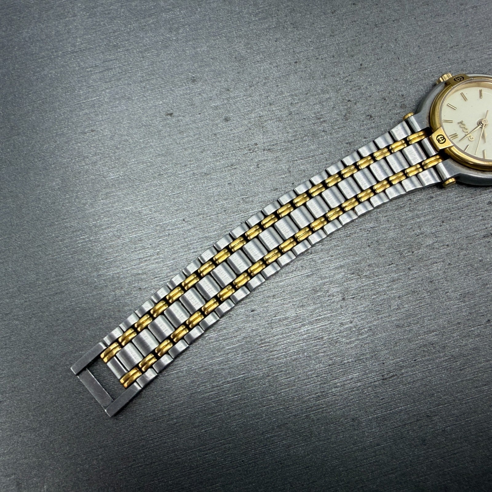 Gucci 9000L Watch Women 25mm Cream Dial Two Tone Date Round NO CASEBACK PARTS7