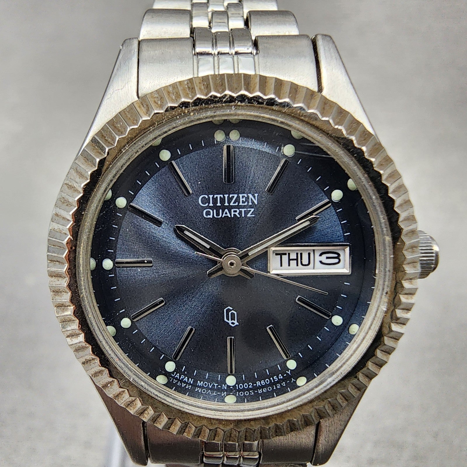 Citizen CQ Watch Women 25mm Blue Dial Silver Tone Daydate 1002R15097 New Batt1