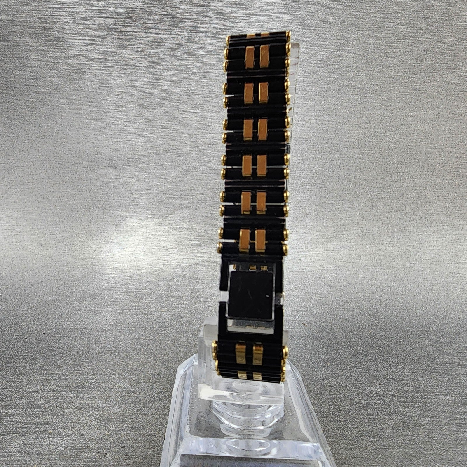 Seiko Tank Watch Women 14mm Black Dial Black & Gold Tone 2e205379 New Battery7