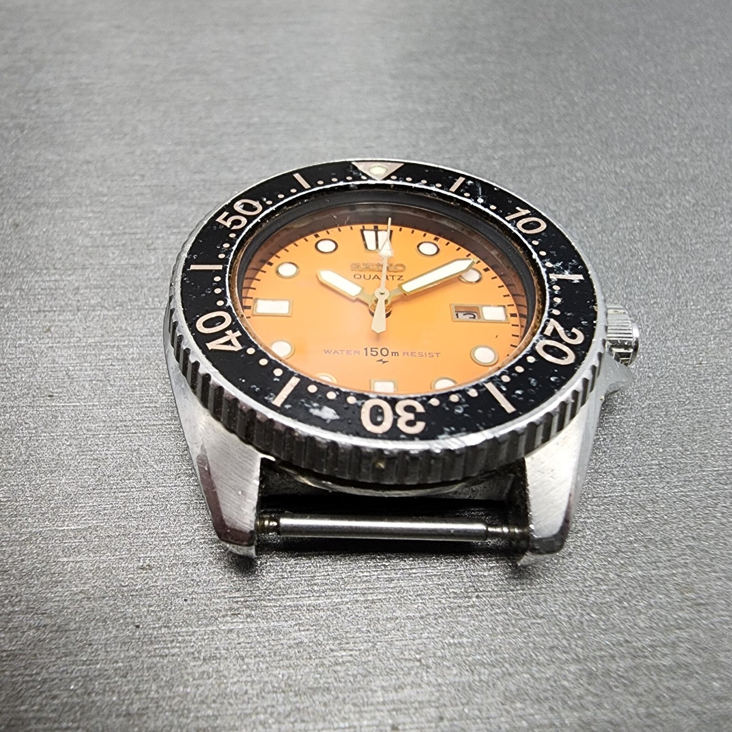 Seiko Diver watch Women 33mm Orange Dial silver Tone Date 2625-0010 New Battery