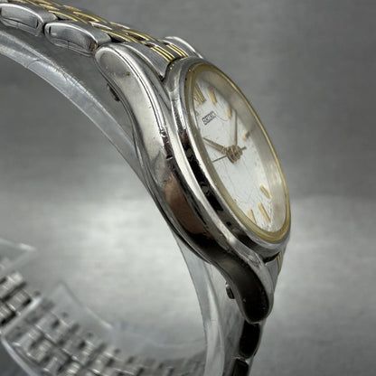 Seiko Watch Women 24mm White Dial Two Tone Round 1N010K10 New Battery VTG3