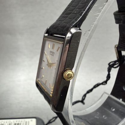 Seiko Tank Watch Women 18mm MOP Dial Black Tone Rectangle 1N005C89 NOS Runs Box2