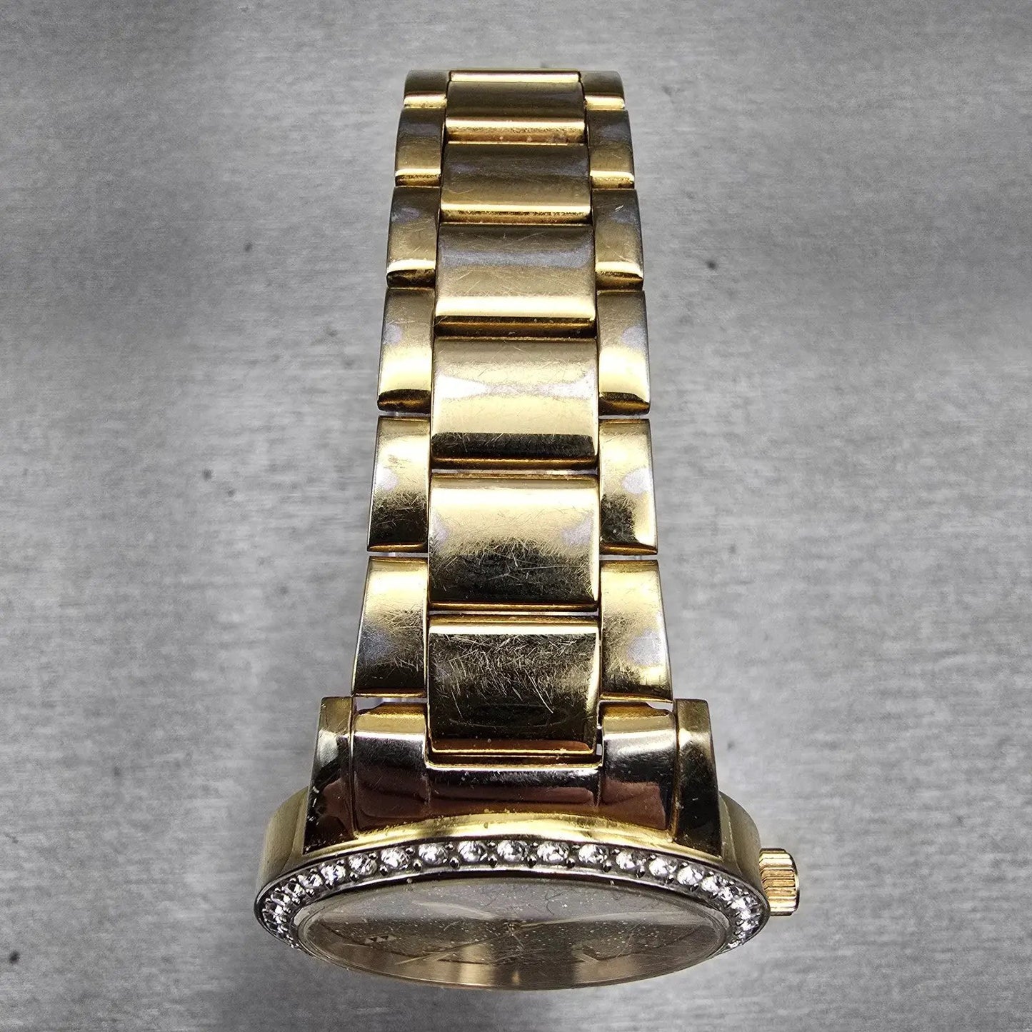 Citizen Watch Women 35mm Gold Dial Gold Tone Gemmed Round 1032-S086248 New Batt4