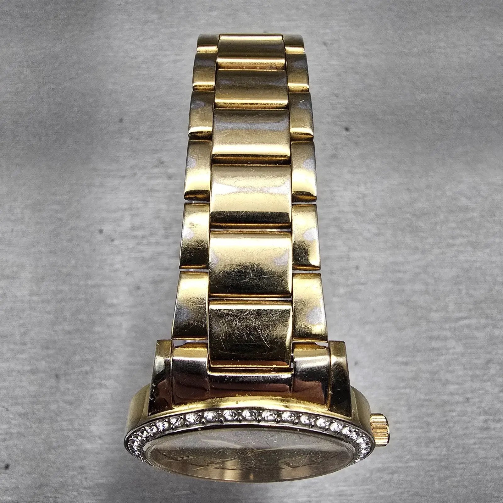 Citizen Watch Women 35mm Gold Dial Gold Tone Gemmed Round 1032-S086248 New Batt4