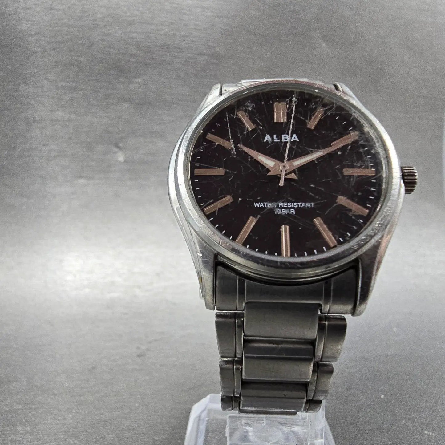 Seiko Alba Watch Men 33mm Black Dial Silver Tone Round V501-0EN0 New Battery5