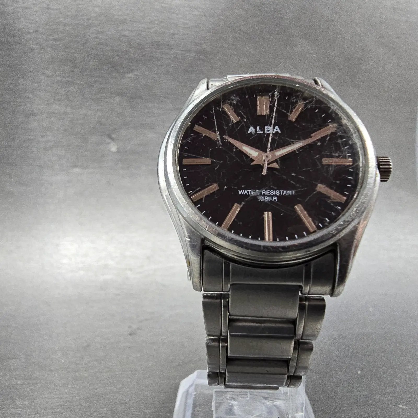 Seiko Alba Watch Men 33mm Black Dial Silver Tone Round V501-0EN0 New Battery5