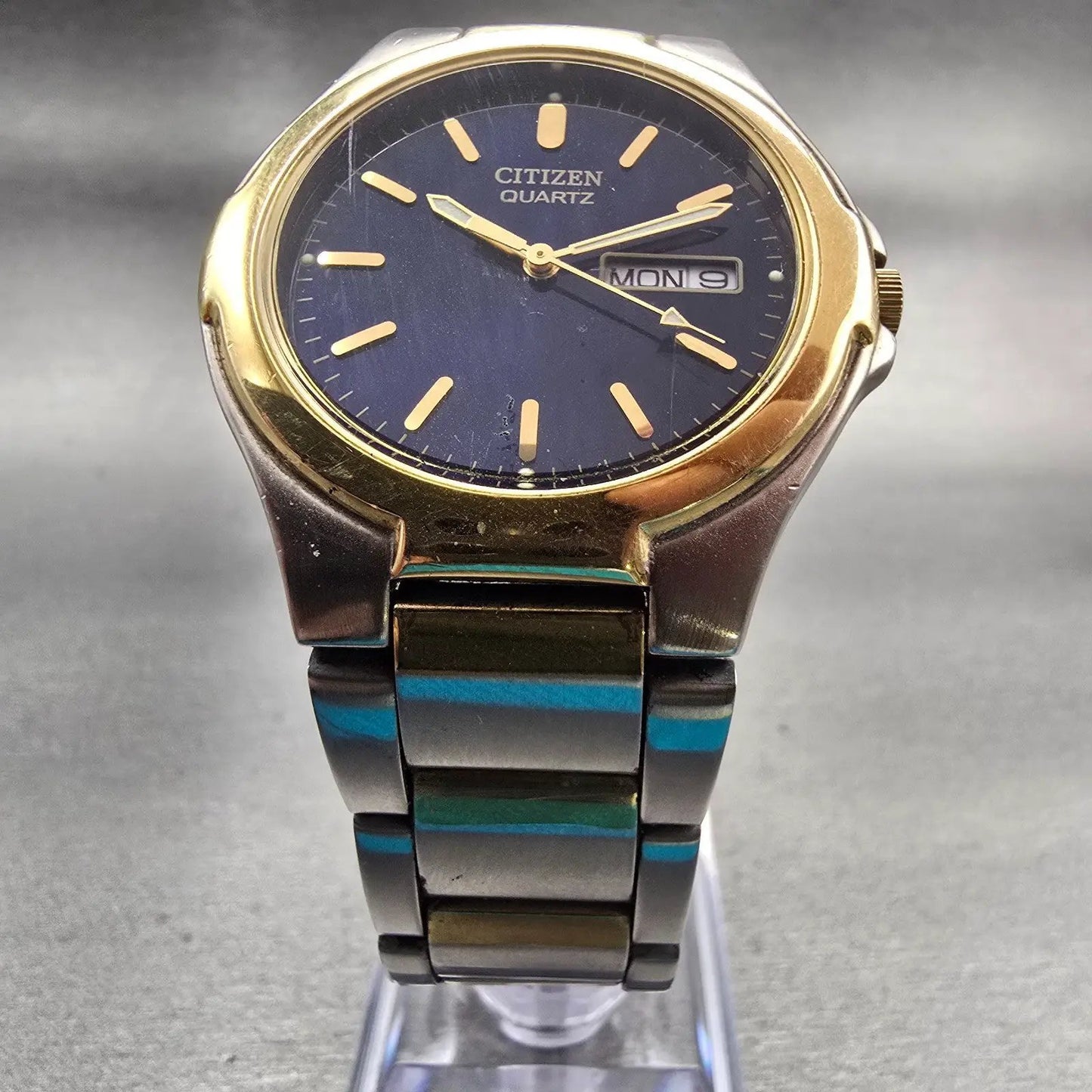 Citizen Watch Men 36mm Blue Dial Two Tone Daydate Round 2500-S89326 New BatteryG5