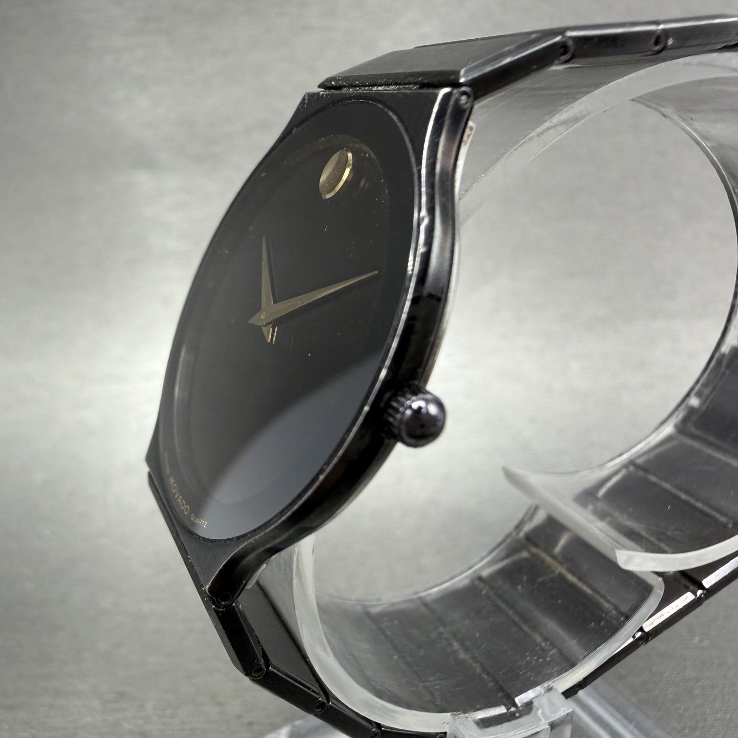 Movado Museum Watch Men 32mm Black Dial Black Tone Round 8440880 New Battery3