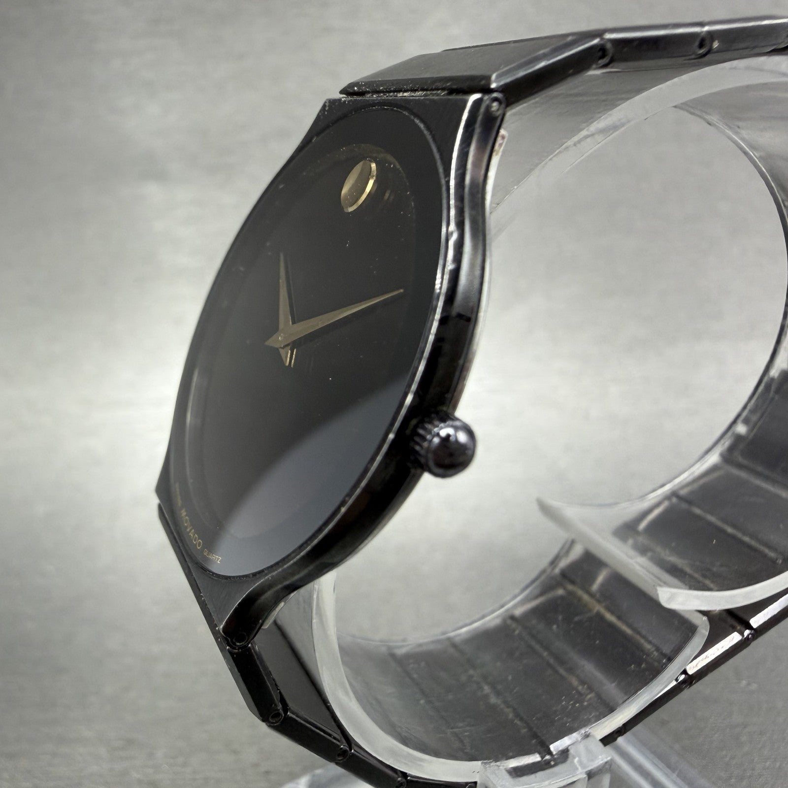 Movado Museum Watch Men 32mm Black Dial Black Tone Round 8440880 New Battery3