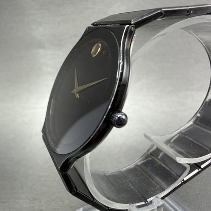 Movado Museum Watch Men 32mm Black Dial Black Tone Round 8440880 New Battery3